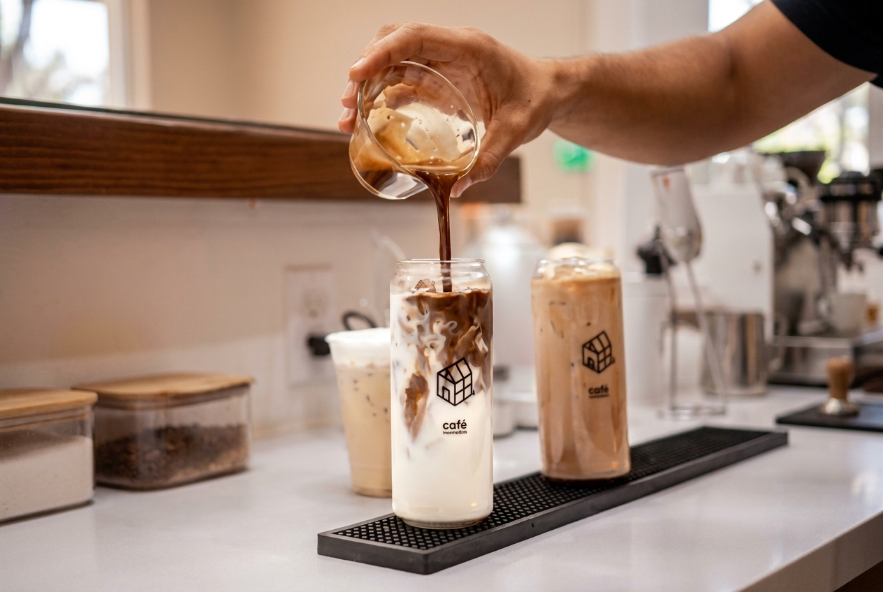 Café frío de especialidad servido en Café Invernadero